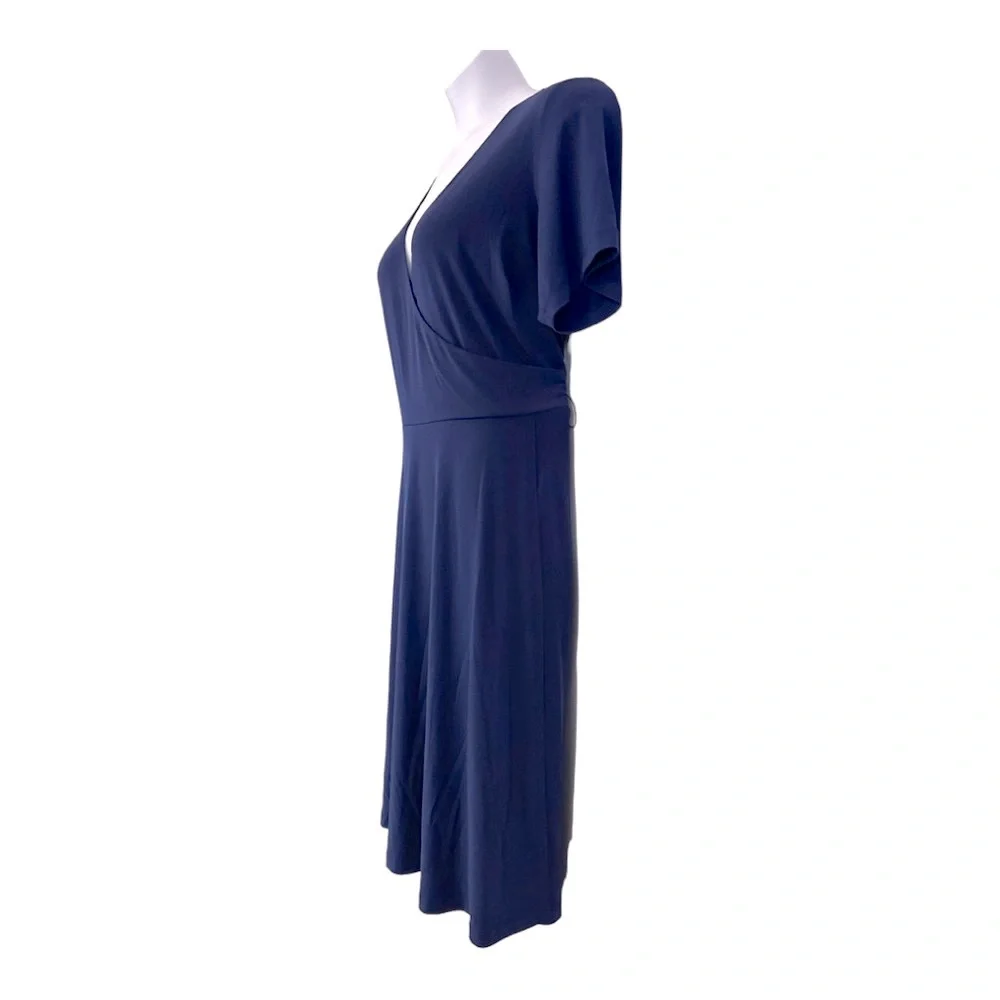 Catherine Malandrino faux Wrap Jersey Knit Office Casual Navy Dog Show Dress  1X - Picture 6 of 15